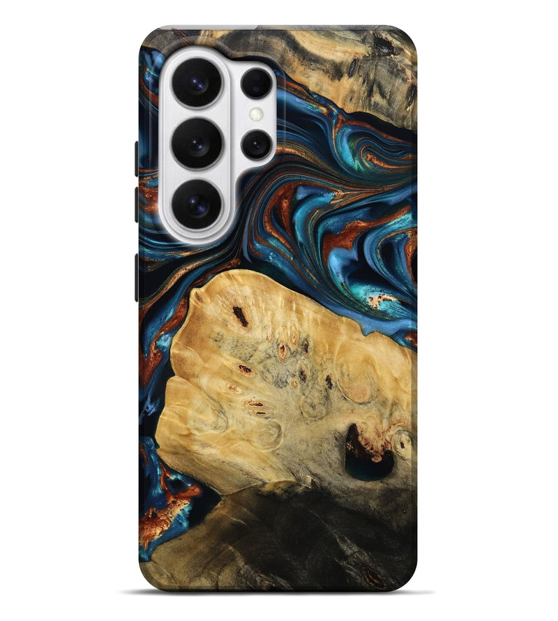 Galaxy S26 Ultra Wood Live Edge Phone Case - Cadence (Teal & Gold, 814374)