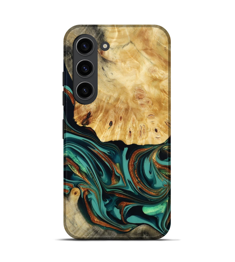 Galaxy S23 Wood Live Edge Phone Case - Dick (Teal & Gold, 814376)