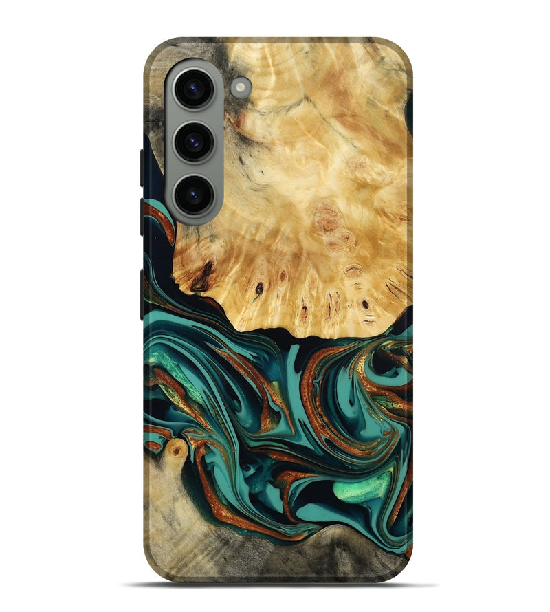 Galaxy S23 Plus Wood Live Edge Phone Case - Dick (Teal & Gold, 814376)