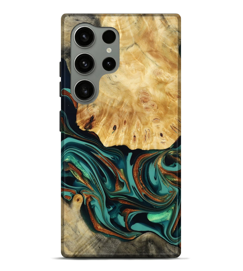Galaxy S24 Ultra Wood Live Edge Phone Case - Dick (Teal & Gold, 814376)