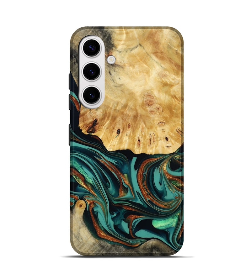 Galaxy S25 Wood Live Edge Phone Case - Dick (Teal & Gold, 814376)