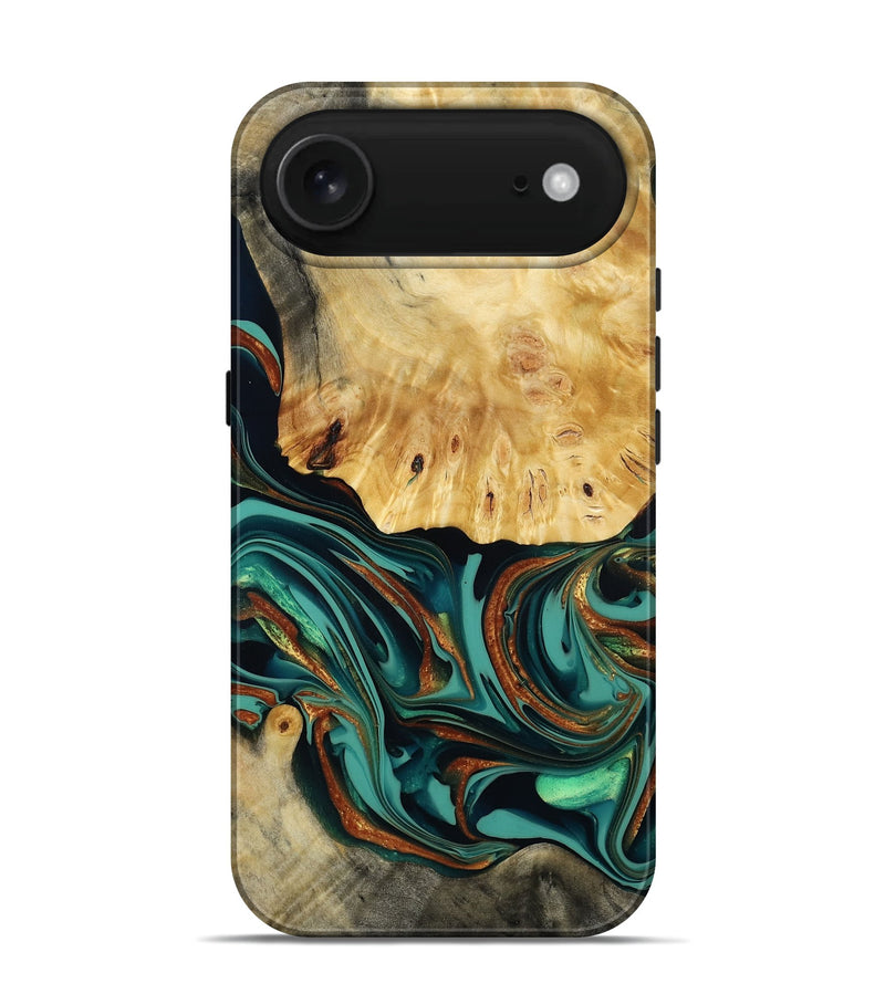 iPhone 17 Air Wood Live Edge Phone Case - Dick (Teal & Gold, 814376)