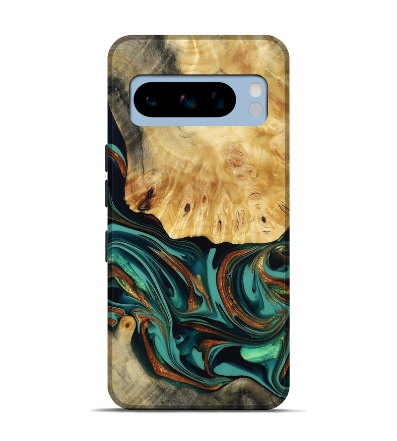 Pixel 8 Pro Wood Live Edge Phone Case - Dick (Teal & Gold, 814376)