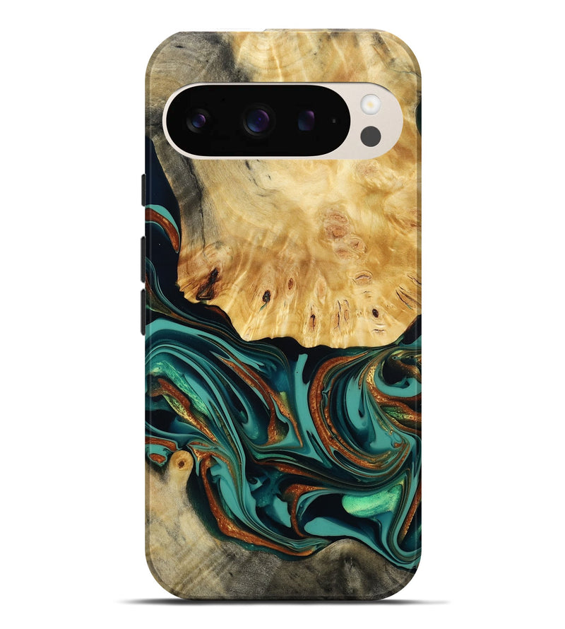 Pixel 9 Pro XL Wood Live Edge Phone Case - Dick (Teal & Gold, 814376)