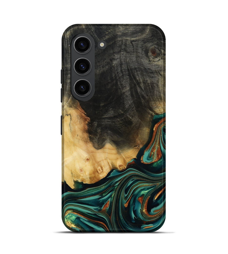 Galaxy S23 Wood Live Edge Phone Case - Boaz (Teal & Gold, 814380)