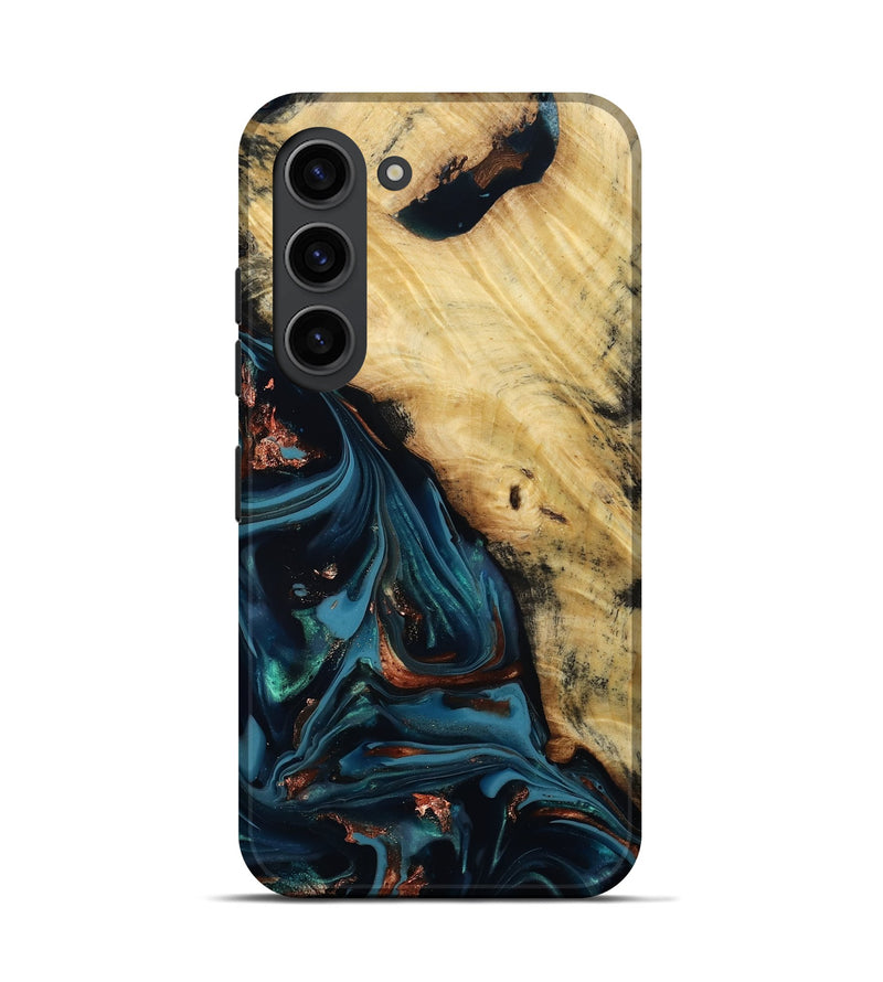 Galaxy S23 Wood Live Edge Phone Case - Kelvin (Teal & Gold, 814381)