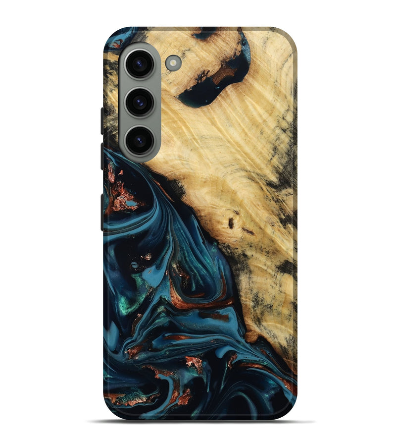 Galaxy S23 Plus Wood Live Edge Phone Case - Kelvin (Teal & Gold, 814381)