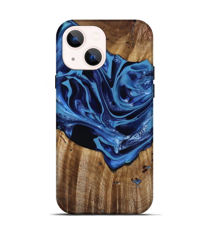 iPhone 14 Wood Live Edge Phone Case - Jazlene (Blue, 814383)