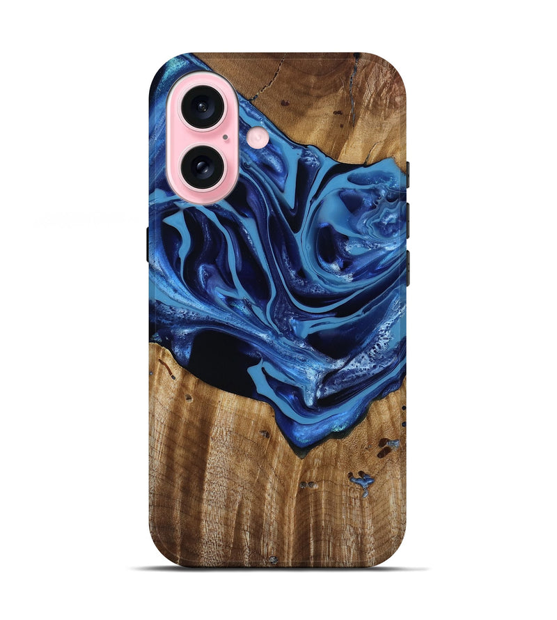iPhone 17 Wood Live Edge Phone Case - Jazlene (Blue, 814383)