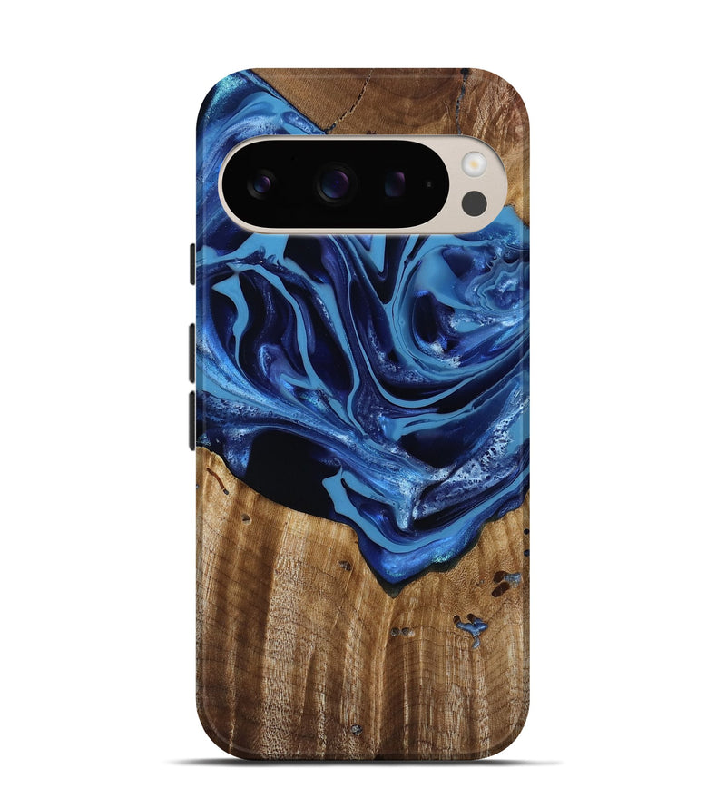 Pixel 9 Wood Live Edge Phone Case - Jazlene (Blue, 814383)