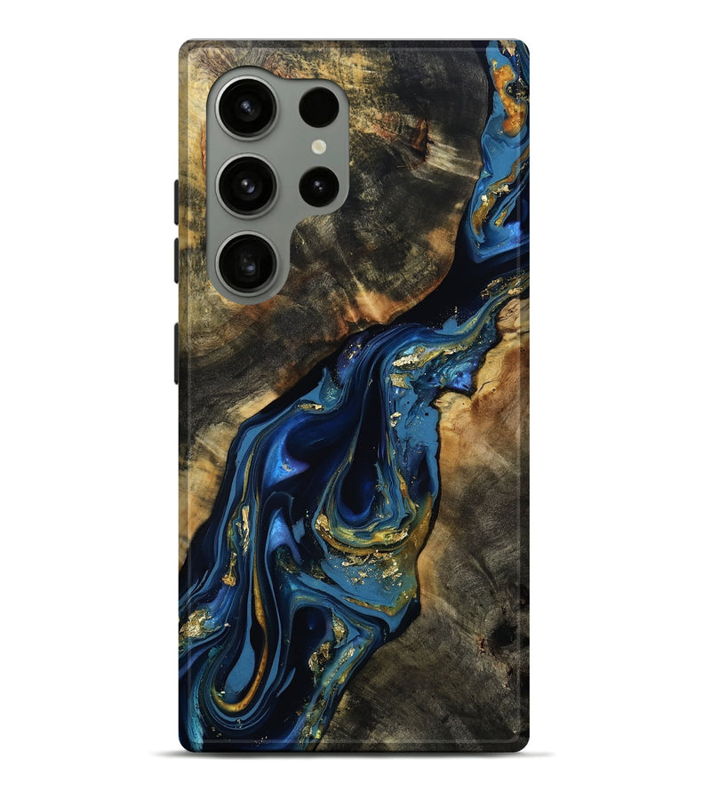 Galaxy S24 Ultra Wood Live Edge Phone Case - Louis (Teal & Gold, 814385)
