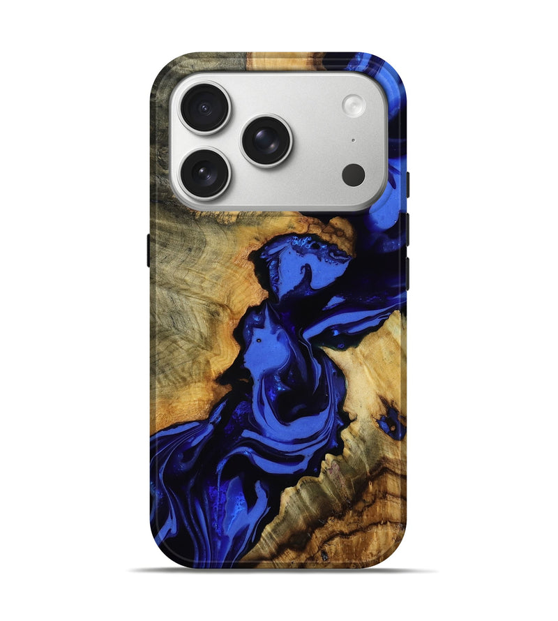 iPhone 17 Pro Wood Live Edge Phone Case - Sigmund (Blue, 814389)