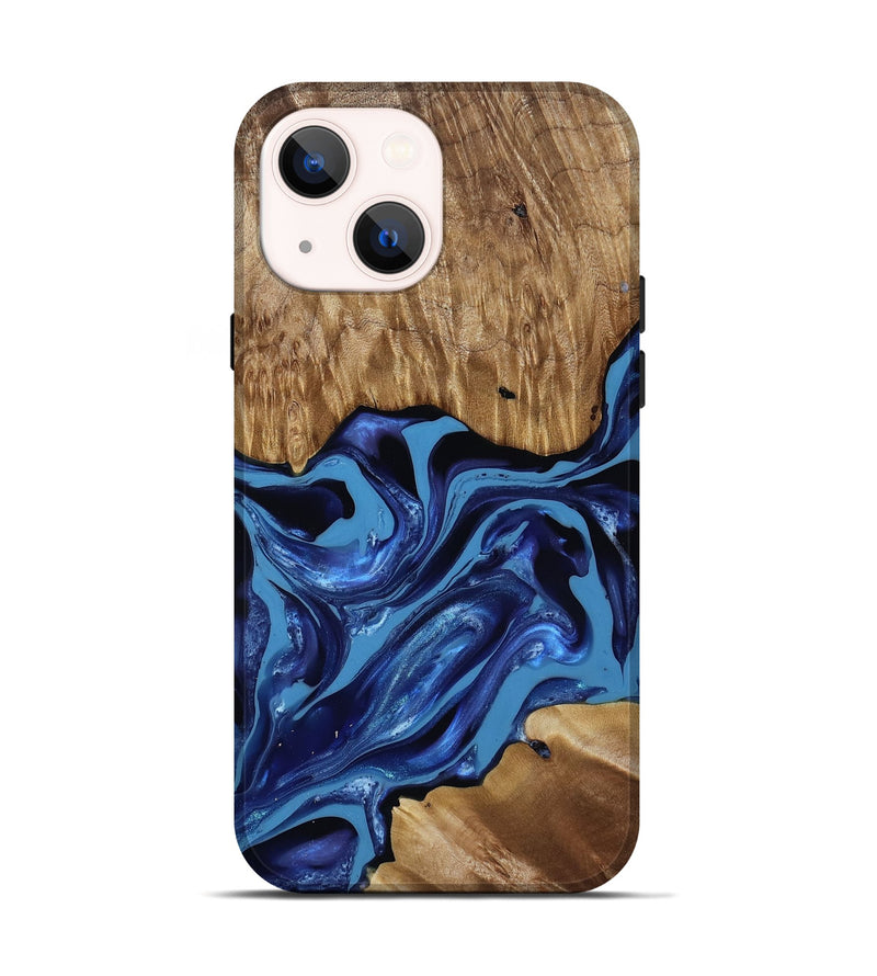 iPhone 14 Wood Live Edge Phone Case - Johnson (Blue, 814391)