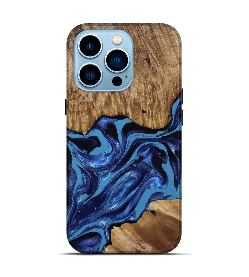 iPhone 14 Pro Wood Live Edge Phone Case - Johnson (Blue, 814391)