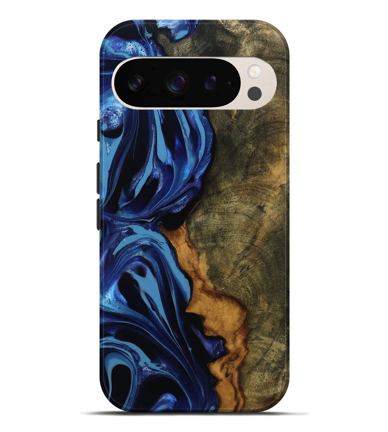 Pixel 10 Pro XL Wood Live Edge Phone Case - Green (Blue, 814396)