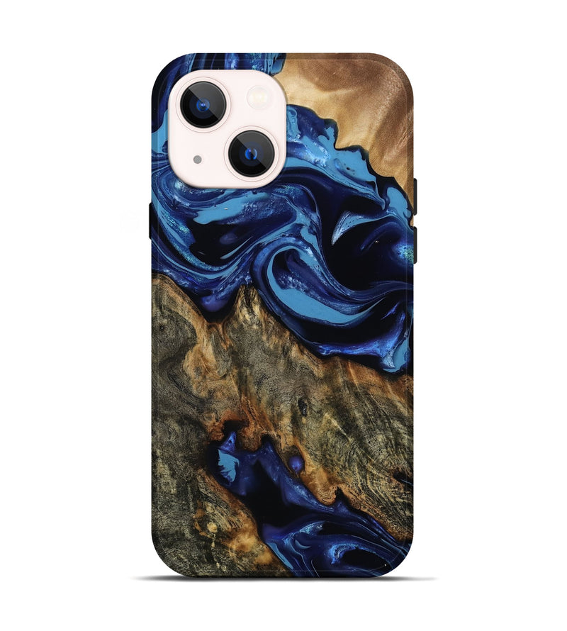 iPhone 14 Wood Live Edge Phone Case - Leyla (Blue, 814397)