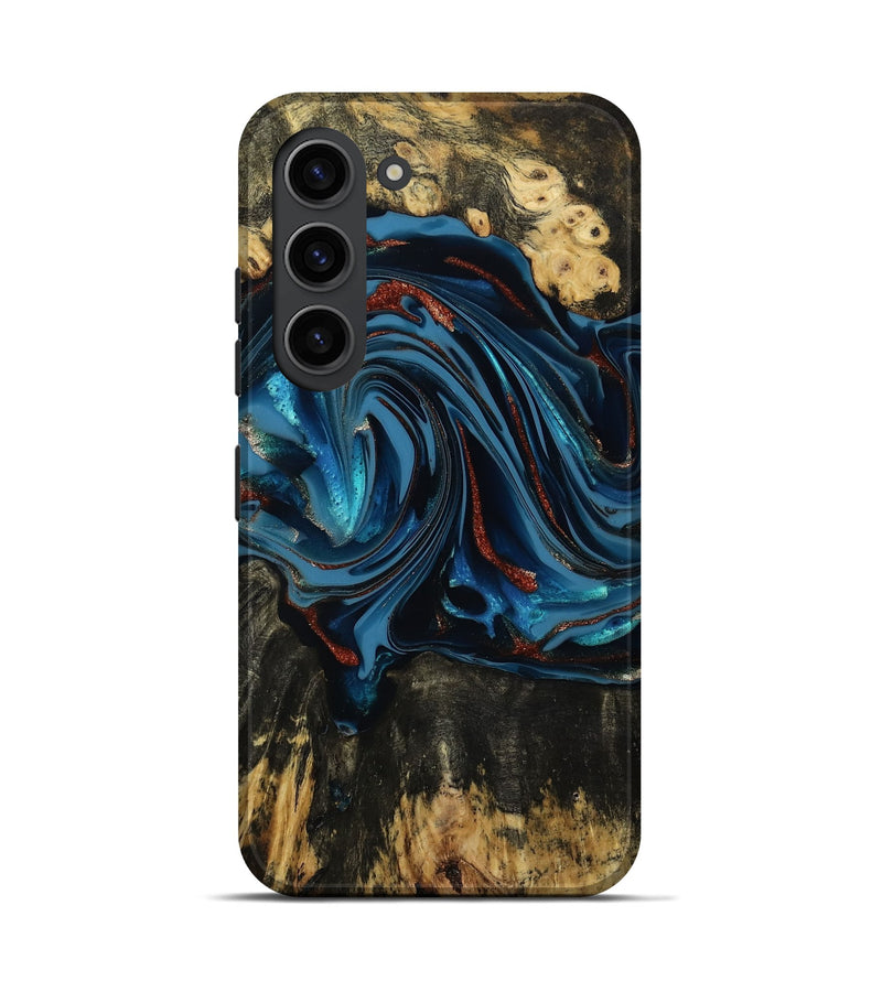 Galaxy S23 Wood Live Edge Phone Case - Artis (Teal & Gold, 814398)