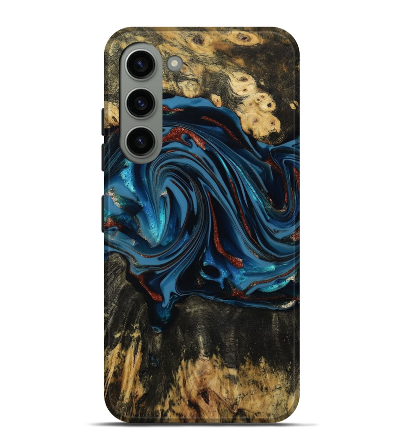 Galaxy S23 Plus Wood Live Edge Phone Case - Artis (Teal & Gold, 814398)
