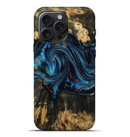 iPhone 16 Pro Max Wood Live Edge Phone Case - Artis (Teal & Gold, 814398)