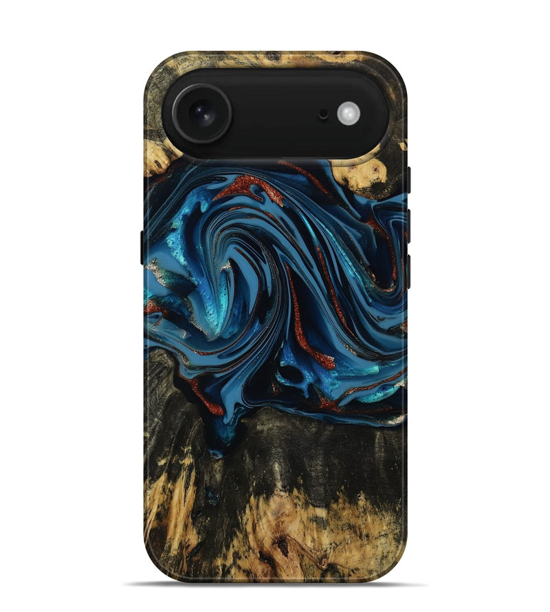 iPhone 17 Air Wood Live Edge Phone Case - Artis (Teal & Gold, 814398)
