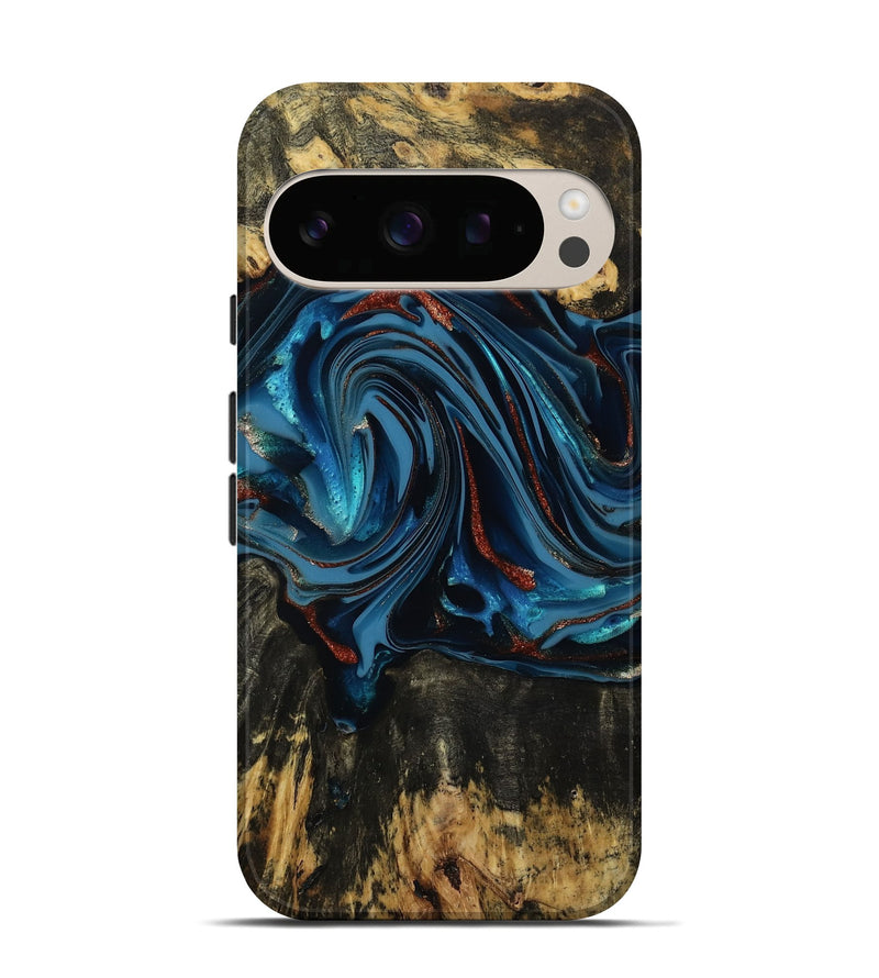 Pixel 10 Wood Live Edge Phone Case - Artis (Teal & Gold, 814398)