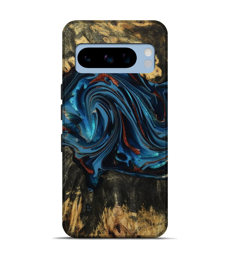 Pixel 8 Pro Wood Live Edge Phone Case - Artis (Teal & Gold, 814398)