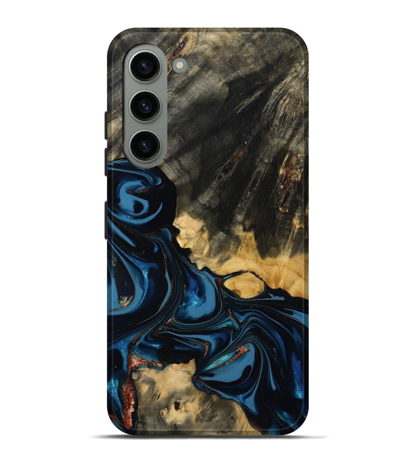 Galaxy S23 Plus Wood Live Edge Phone Case - Myra (Teal & Gold, 814404)