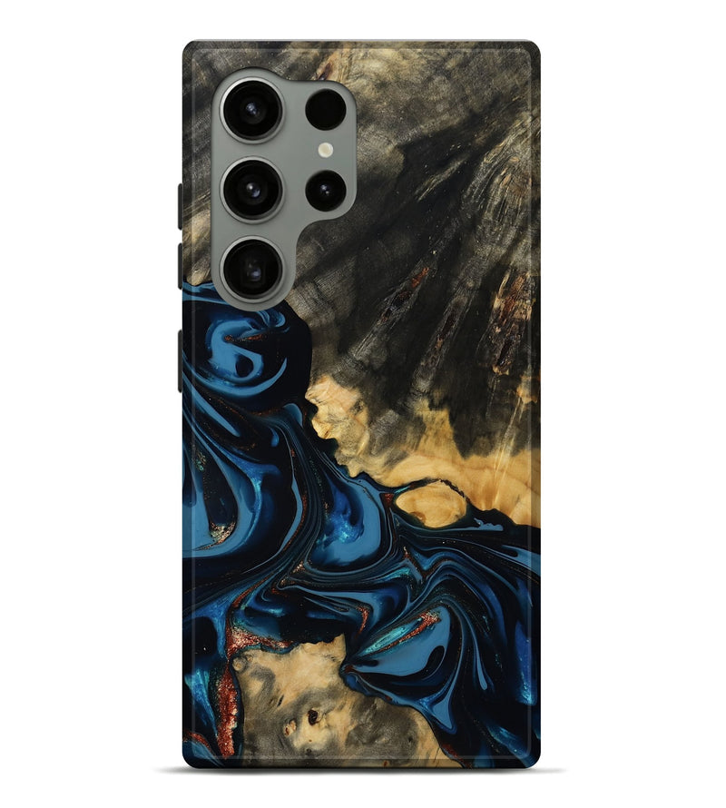 Galaxy S24 Ultra Wood Live Edge Phone Case - Myra (Teal & Gold, 814404)