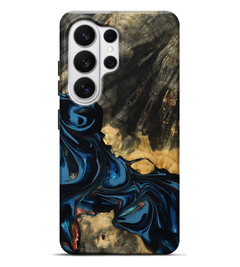 Galaxy S26 Ultra Wood Live Edge Phone Case - Myra (Teal & Gold, 814404)