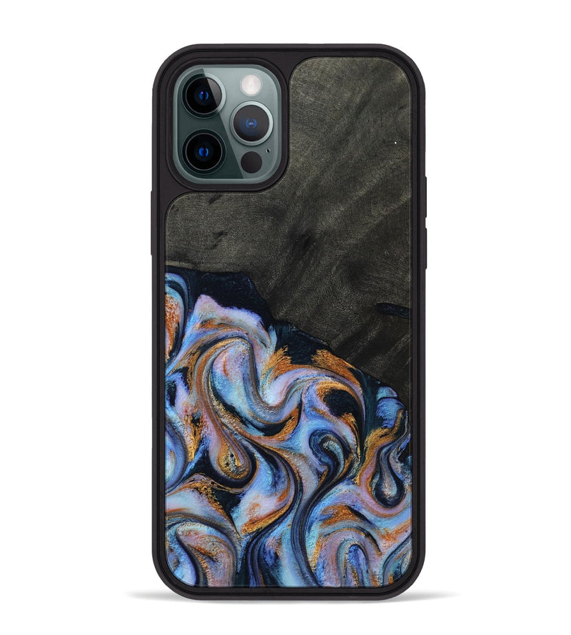 iPhone 12 Pro Max Wood Phone Case - Hollie (Teal & Gold, 814500)