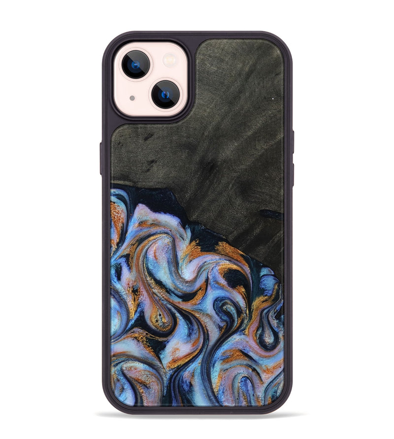 iPhone 14 Plus Wood Phone Case - Hollie (Teal & Gold, 814500)