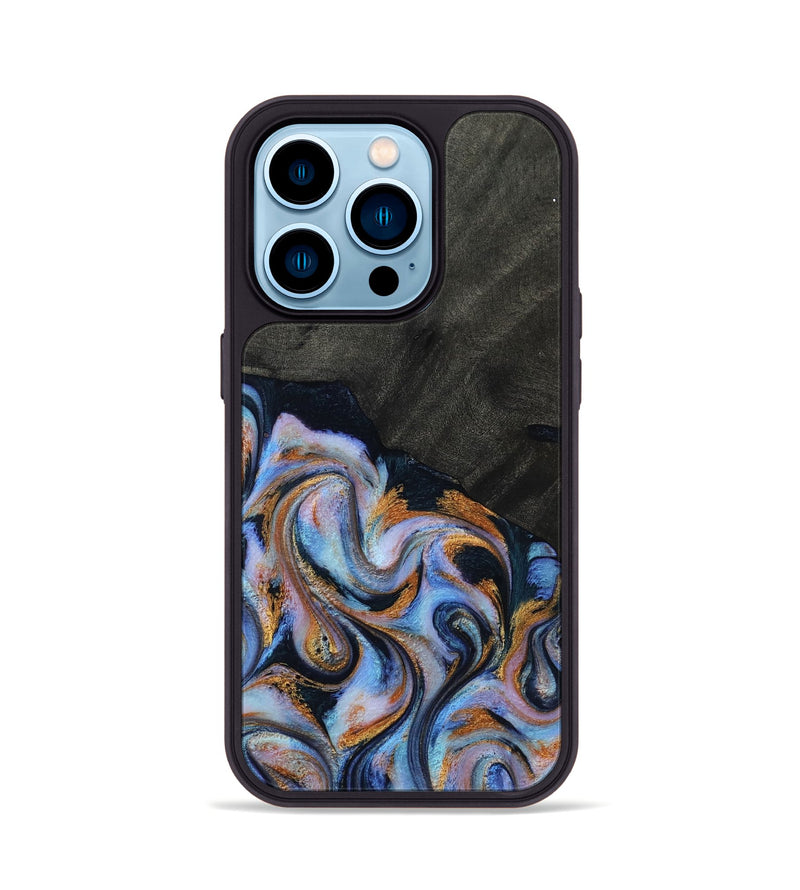 iPhone 14 Pro Wood Phone Case - Hollie (Teal & Gold, 814500)