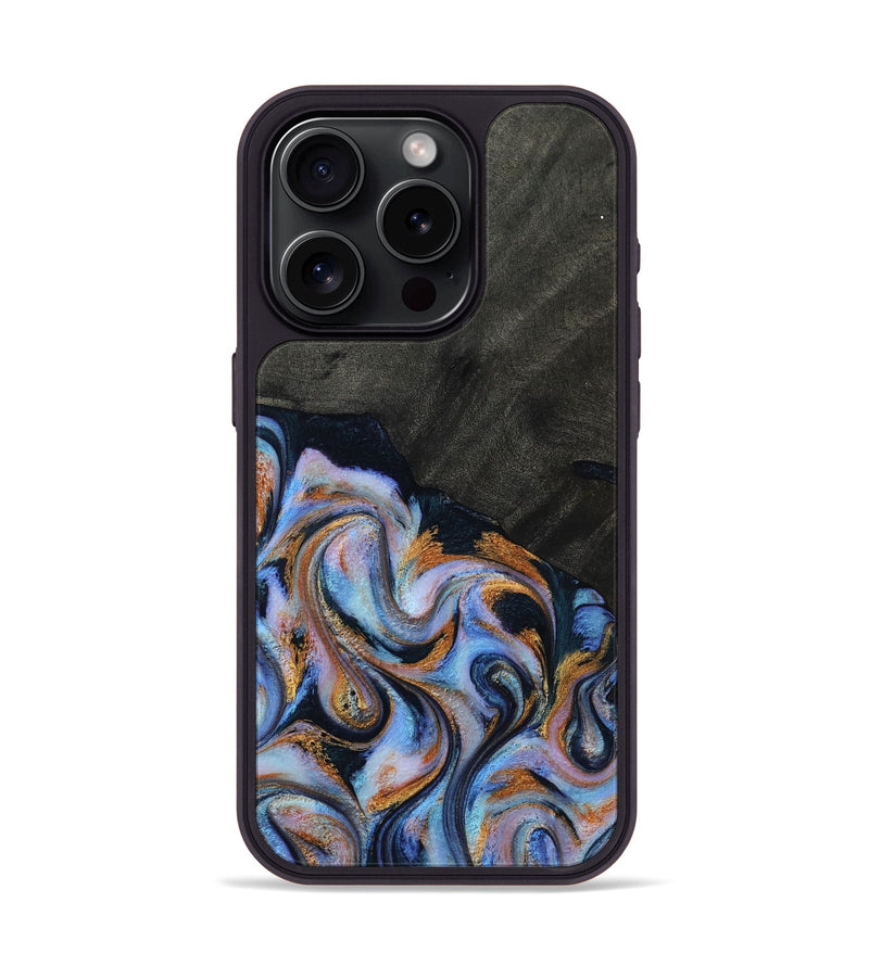 iPhone 15 Pro Wood Phone Case - Hollie (Teal & Gold, 814500)