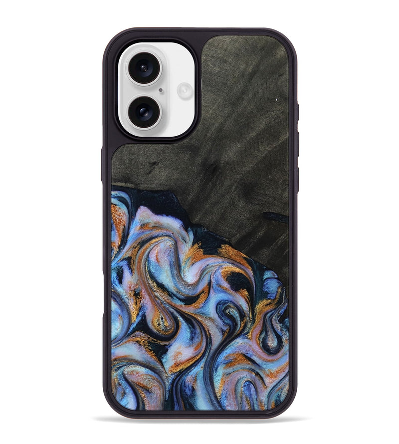 iPhone 16 Plus Wood Phone Case - Hollie (Teal & Gold, 814500)