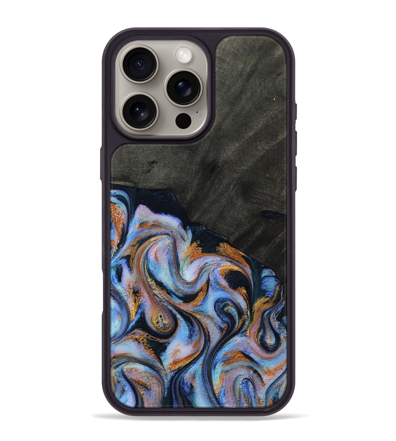 iPhone 16 Pro Max Wood Phone Case - Hollie (Teal & Gold, 814500)