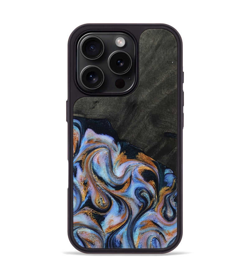 iPhone 16 Pro Wood Phone Case - Hollie (Teal & Gold, 814500)