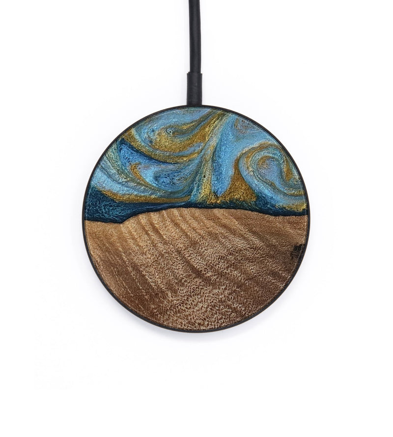 Circle Wood Wireless Charger - Altha (Teal & Gold, 814501)