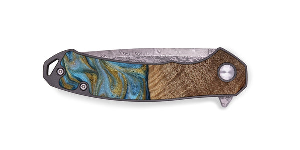 EDC Wood Pocket Knife - Altha (Teal & Gold, 814501)