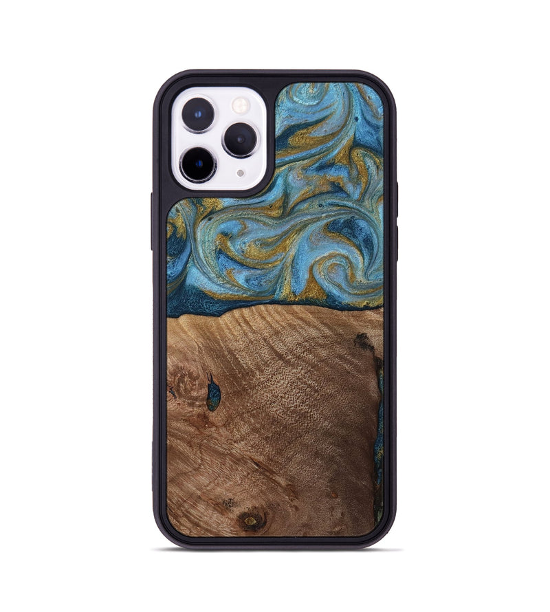 iPhone 11 Pro Wood Phone Case - Altha (Teal & Gold, 814501)