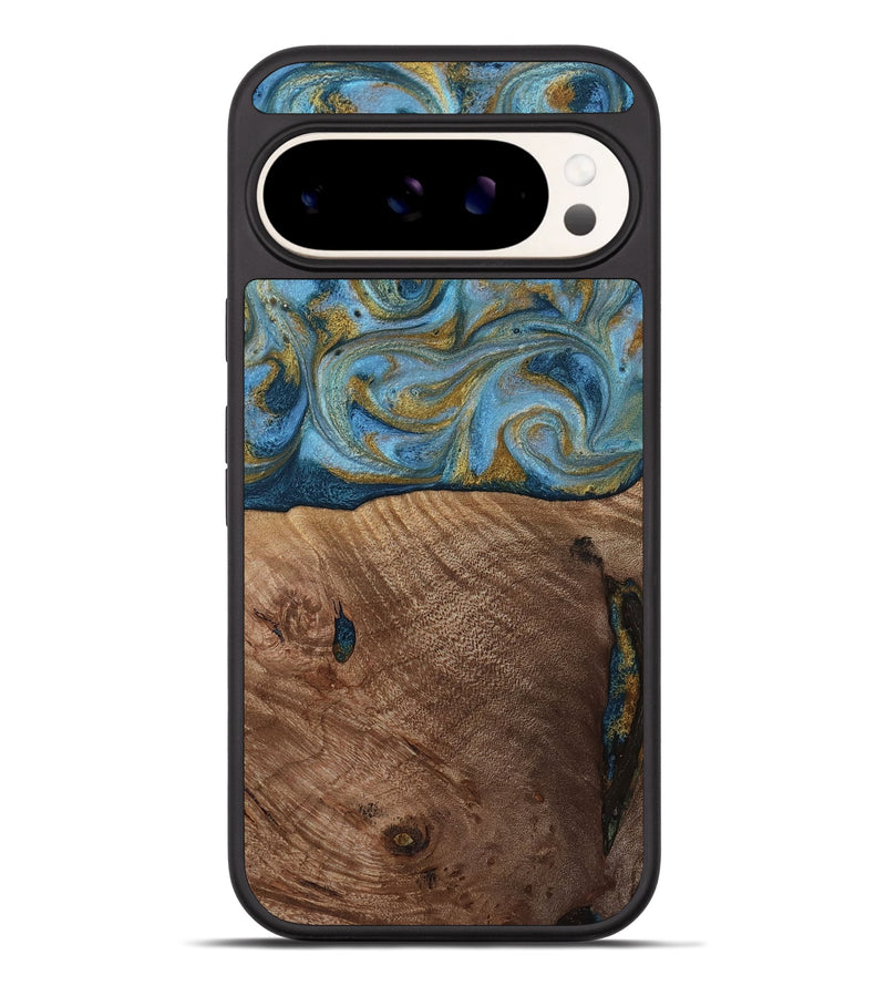 Pixel 9 Pro XL Wood Phone Case - Altha (Teal & Gold, 814501)