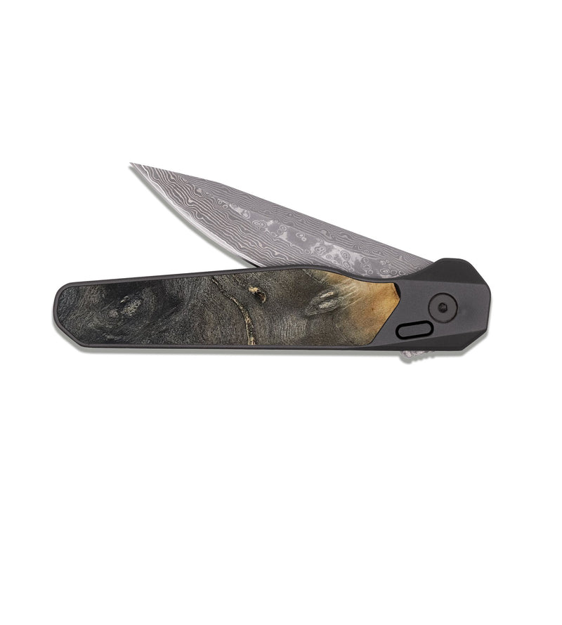 EDC Dark Damascus Wood Pocket Knife - Zaylee (Green, 814523)