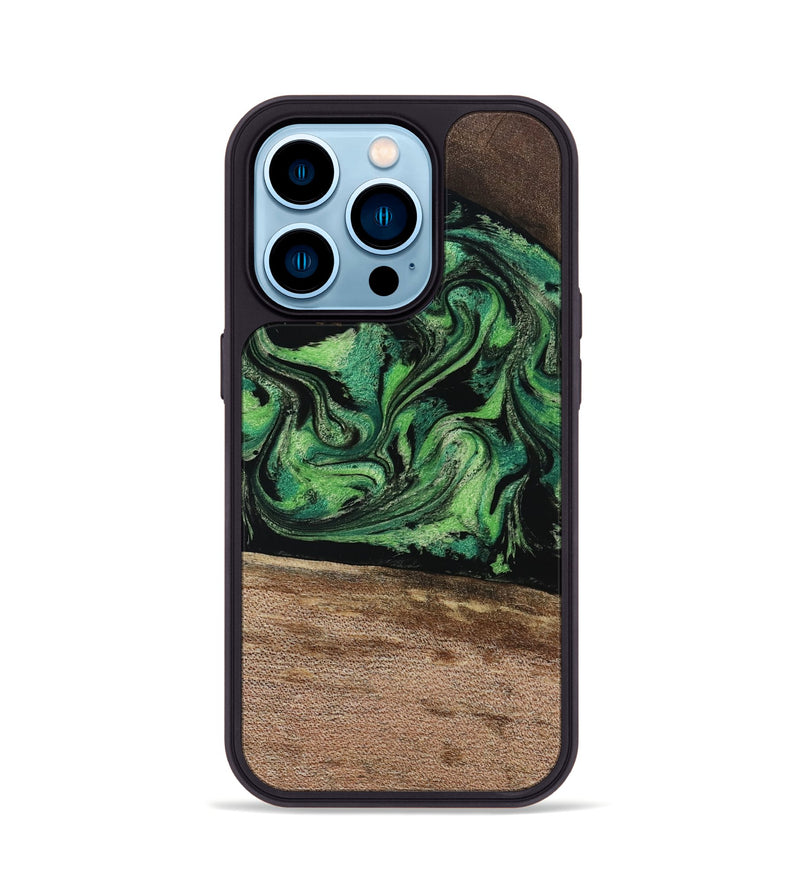 iPhone 14 Pro Wood Phone Case - Adaline (Green, 814525)