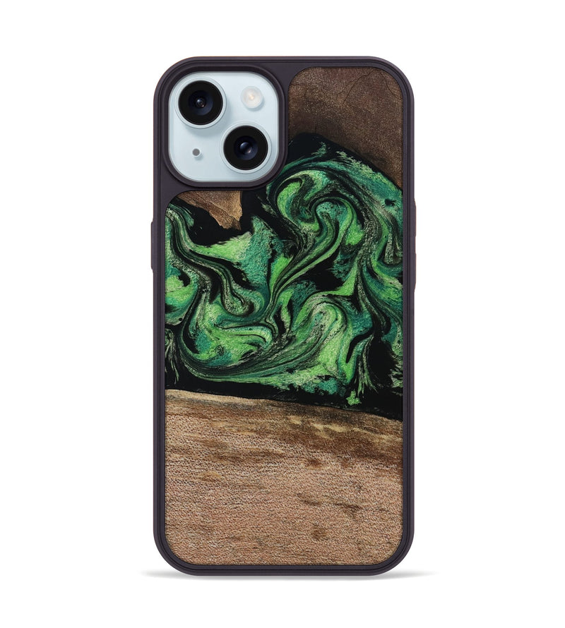 iPhone 15 Wood Phone Case - Adaline (Green, 814525)