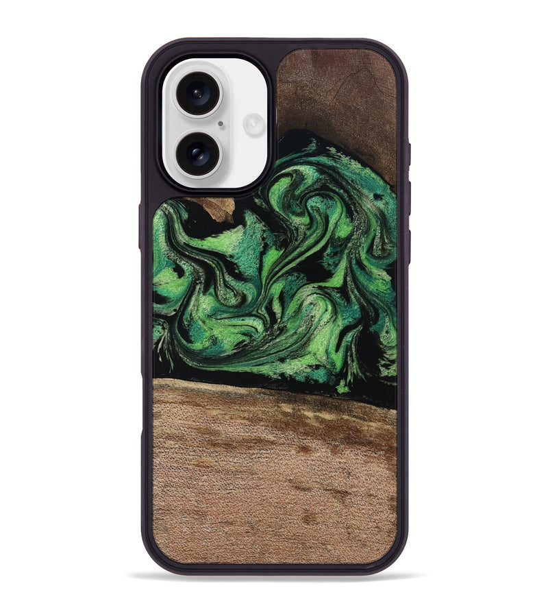 iPhone 16 Plus Wood Phone Case - Adaline (Green, 814525)