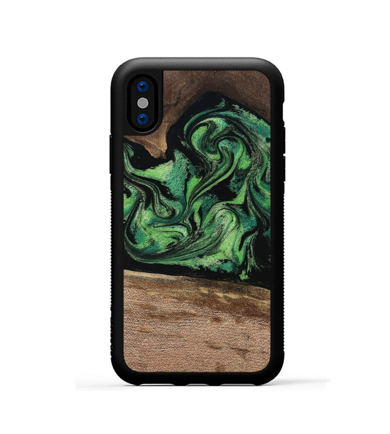 iPhone Xs Wood Phone Case - Adaline (Green, 814525)