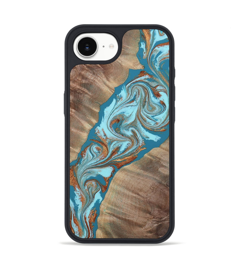iPhone 17e Wood Phone Case - Legend (Teal & Gold, 814536)