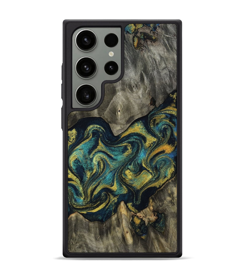 Galaxy S24 Ultra Wood Phone Case - Urban (Teal & Gold, 814537)