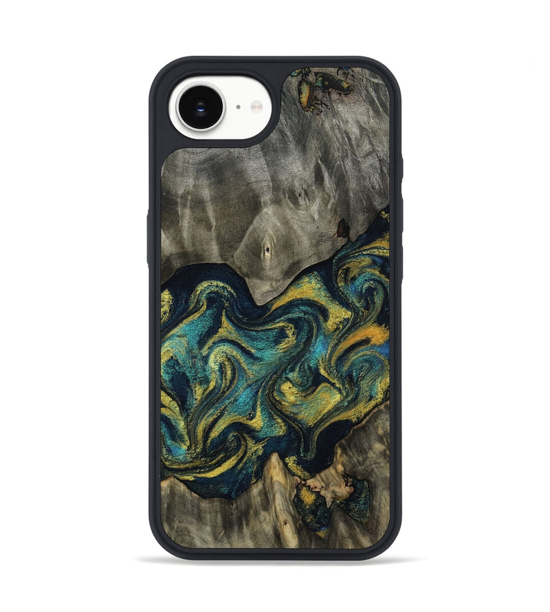 iPhone 17e Wood Phone Case - Urban (Teal & Gold, 814537)