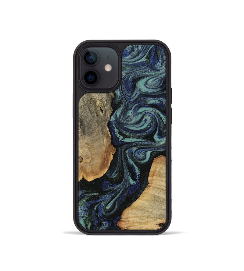 iPhone 12 mini Wood Phone Case - Christy (Blue, 814557)