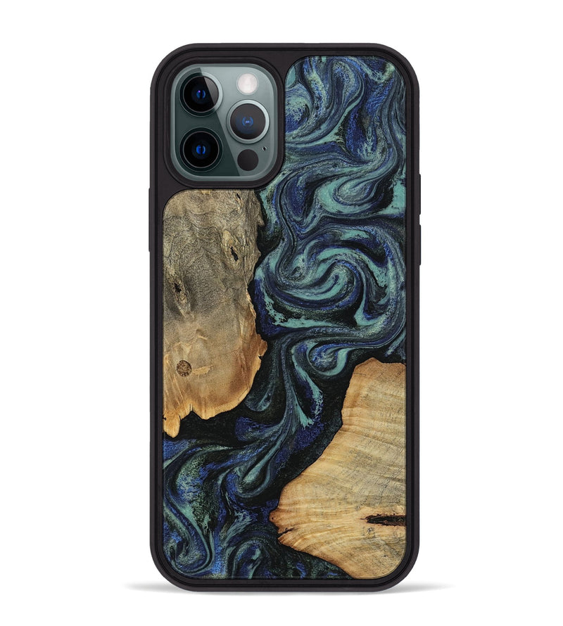 iPhone 12 Pro Max Wood Phone Case - Christy (Blue, 814557)
